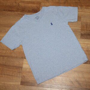 Boy's POLO Ralph Lauren Size 8 SMALL Heathered Blue V-Neck Tee